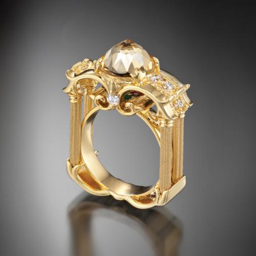 White Topaz "Columns" DavinChi Cut Ring